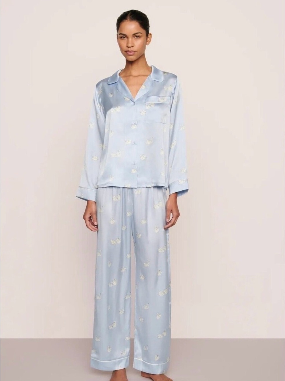 Eberjey Inez Washable Silk Printed Long PJ Set